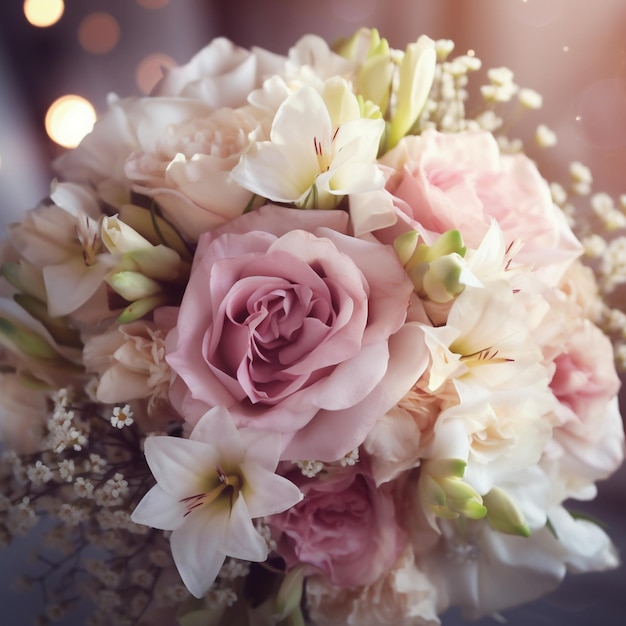 un bouquet di fiori con il nome " sposa " in fondo.