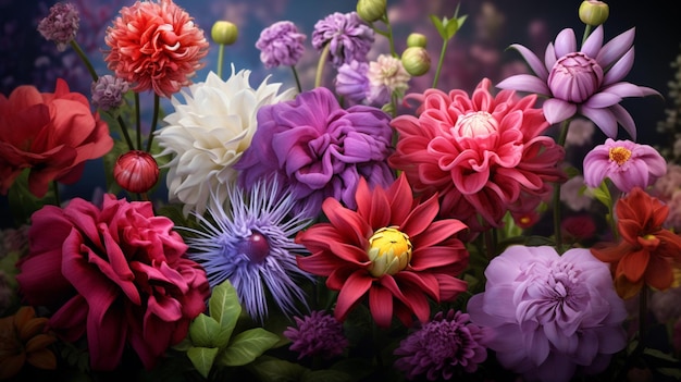 un bouquet di fiori con la parola "fiori" in fondo