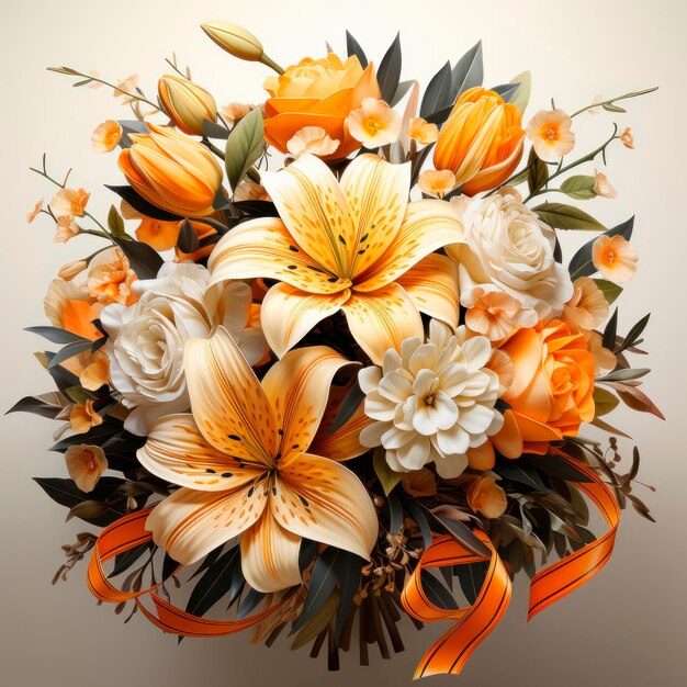 Un bouquet di fiori freschi in vaso su sfondo bianco concetto di primavera o autunno