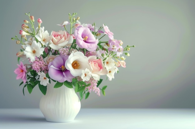 Un bouquet di fiori in un vaso bianco