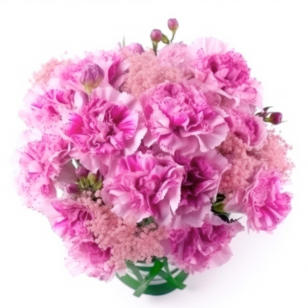 Un bouquet di fiori rosa con steli verdi e steli verdi.