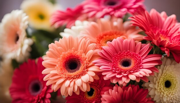 un bouquet di fiori rosa con un centro giallo