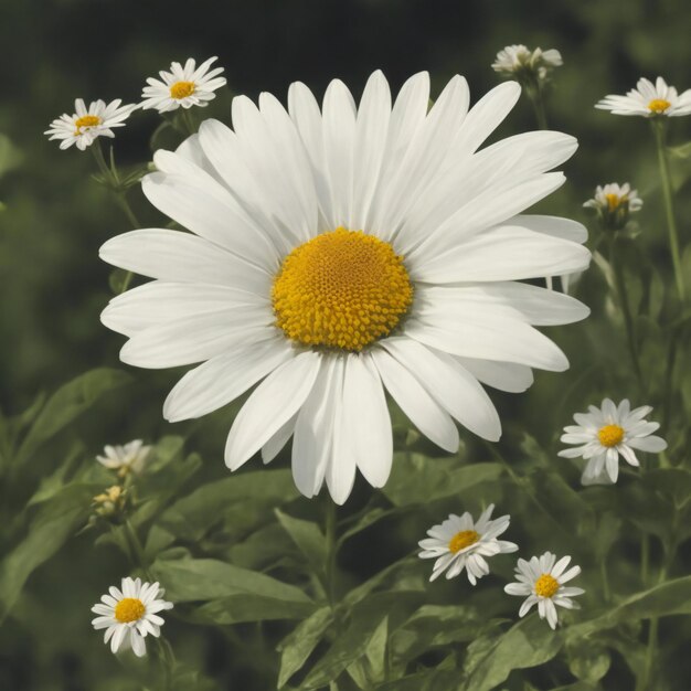 un bouquet di margherite bianche con centri gialli