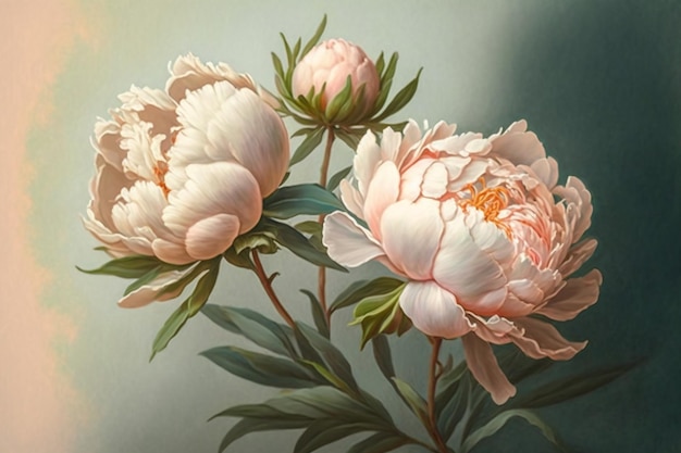 Un bouquet di peonie rosa pastello