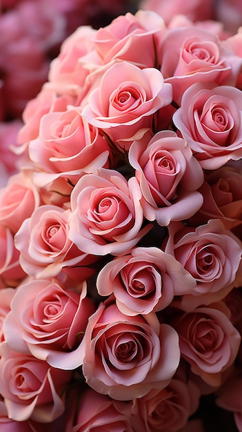 Un bouquet di rose rosa dell'azienda della famiglia delle rose.