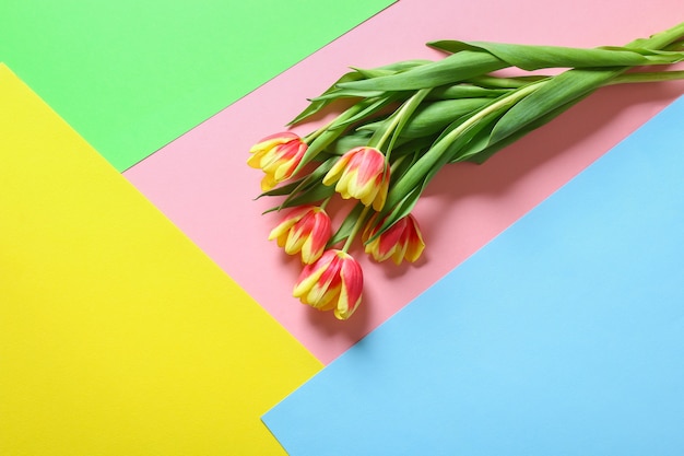 Un bouquet di tulipani come regalo per la decorazione pasquale di San Valentino di festa della mamma di marzo