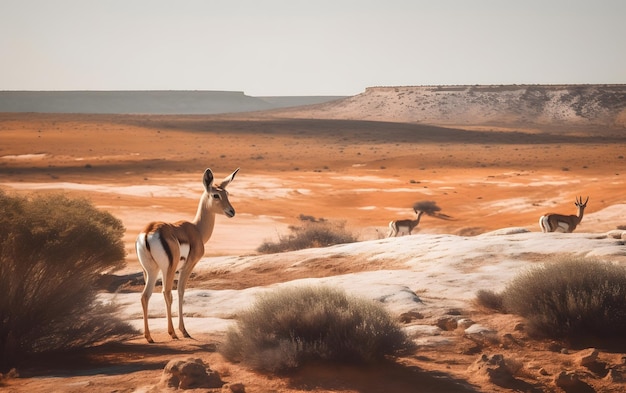 Un branco di antilopi nel deserto