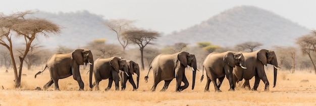 Un branco di elefanti in Africa Banner ai