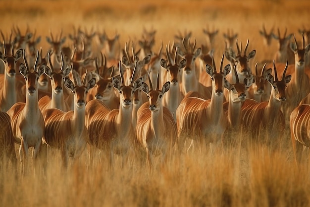 Un branco di impala si trova in un campo.