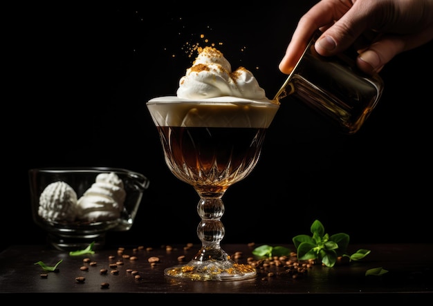 Un brindisi celebrativo con cocktail Irish Coffee in mano che cattura lo spirito di gioia e cameratismo