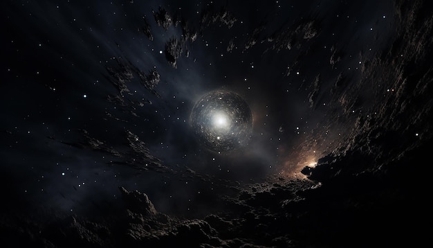 Un buco nero Buco nero digitale nell'illustrazione dello spazio