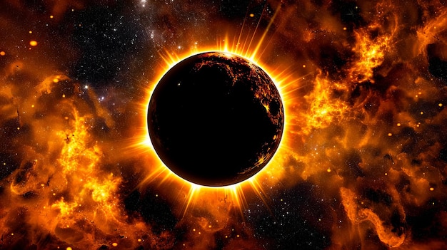 Un buco nero nello spazio con un sole brillante