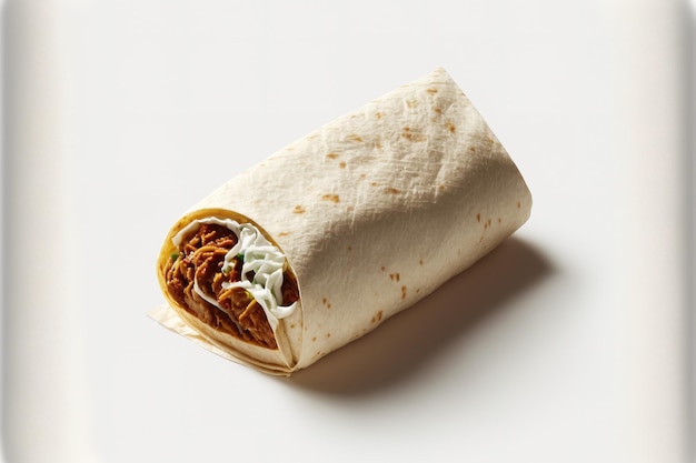 Un burrito dal Messico su uno sfondo bianco vuoto