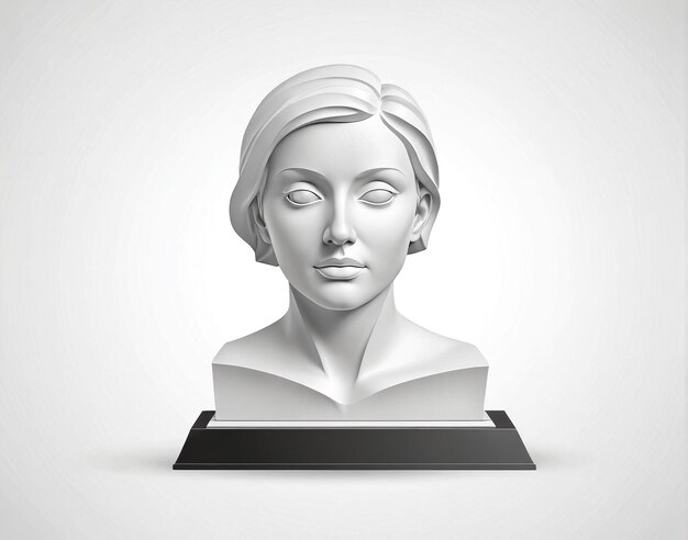 un busto bianco di una donna con una fascia in testa