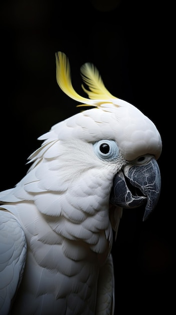 Un cacatua bianco con un occhio azzurro