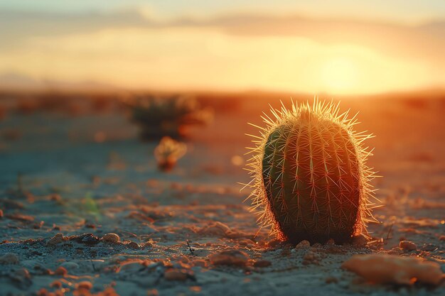 un cactus con il sole che tramonta dietro di lui