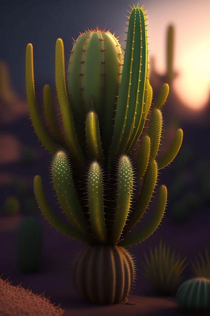 Un cactus con molte spine e molte spine.