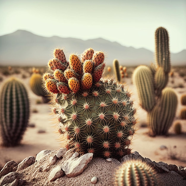 Un cactus con un cactus nel mezzo