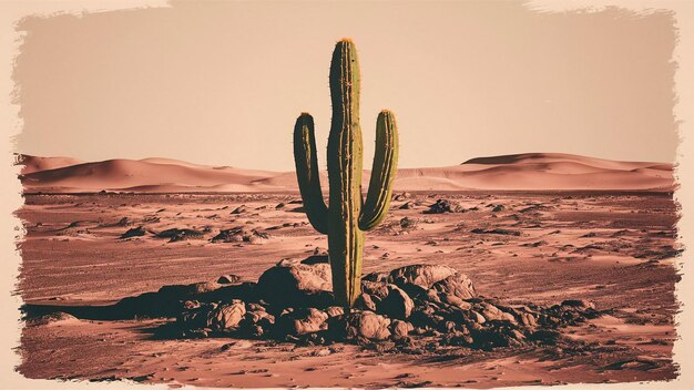 un cactus è nel deserto