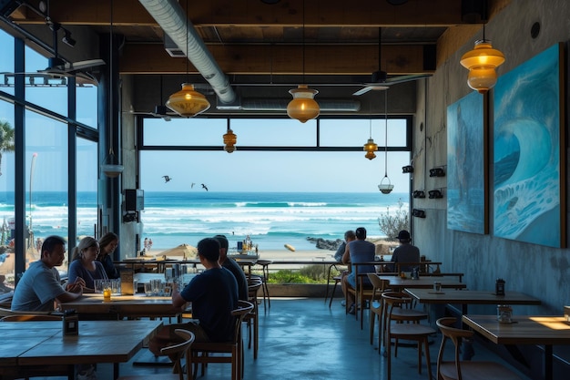 Un caffè illuminato dal sole annidato lungo le rive sabbiose della costa