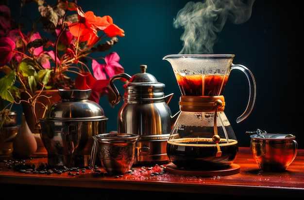 un caffè preparato utilizzando una caffettiera a filtro