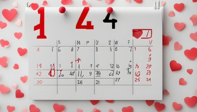 un calendario con cuori e una data che dice 11 05