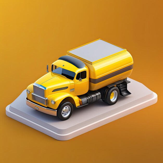 Un camion carico giallo 3d