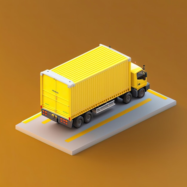 Un camion carico giallo 3d