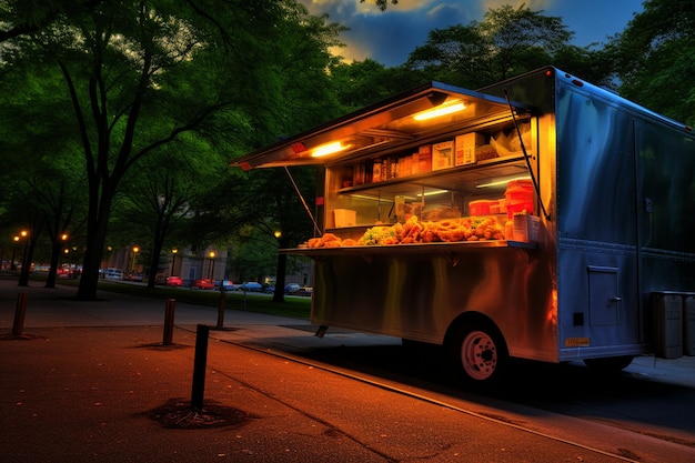 Un camion di cibo messicano che serve tacos burritos e quesadillas