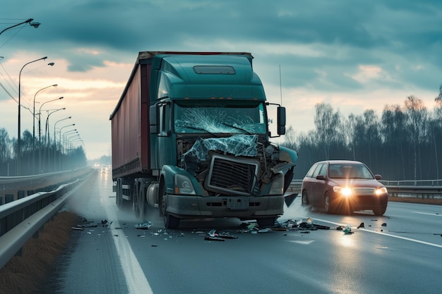 Un camion è stato coinvolto in una collisione su un'autostrada. Un rapporto di incidente è stato presentato.