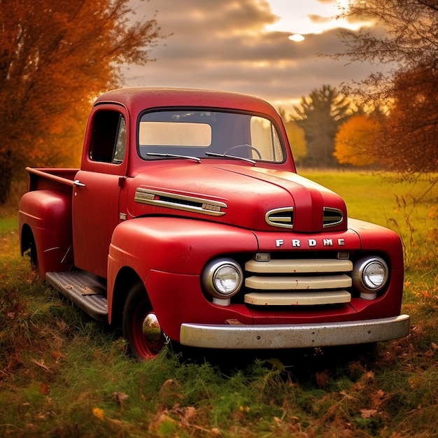 un camion rosso con la scritta "t" sul davanti.