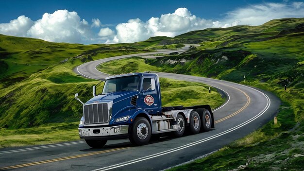 un camion semi blu con la parola cabina sul lato