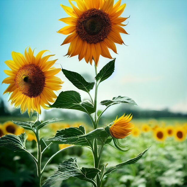 Un campo con girasoli