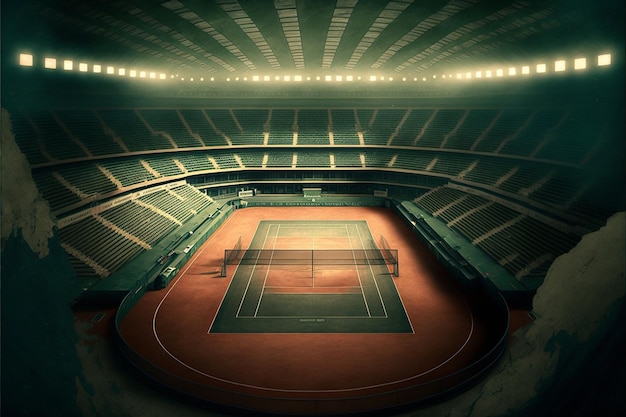 un campo da basket con un tappeto rosso e un campo da basket al centro.