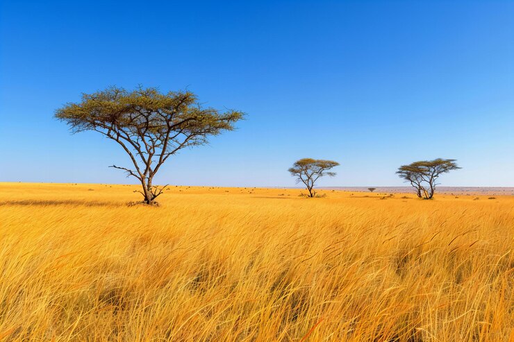 Foto un campo di erba alta con alberi sullo sfondo