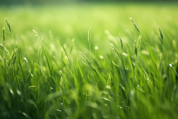 Un campo di erba con il sole che splende su di esso