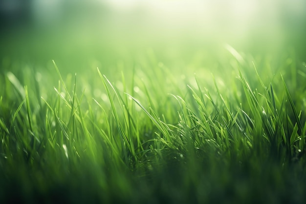 Un campo di erba verde con il sole che splende su di esso