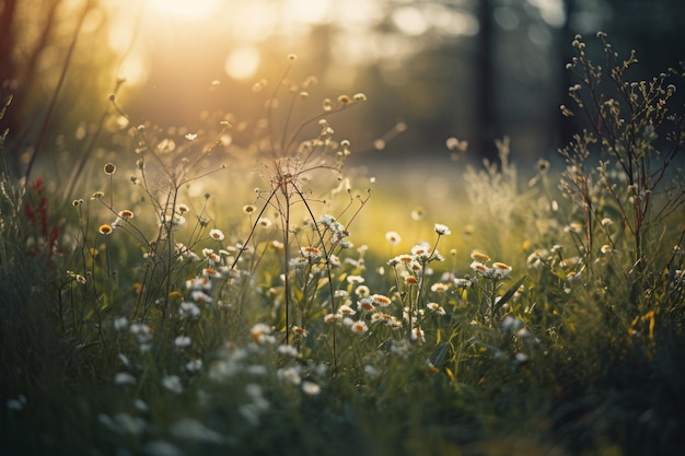 Un campo di fiori alla luce del sole