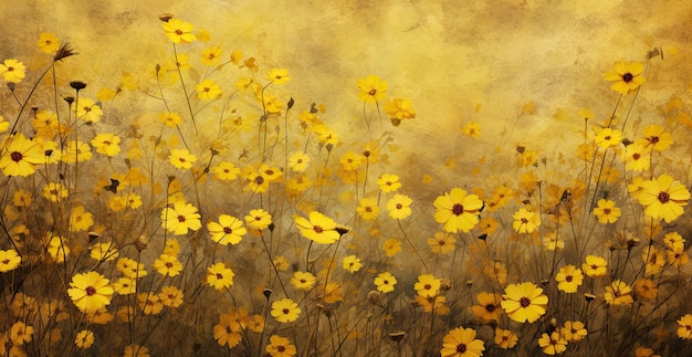 Un campo di fiori gialli illustrazione di design a sfondo floreale