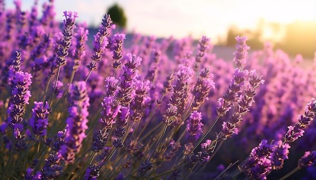 un campo di fiori viola