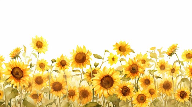 Un campo di girasoli in acquerello clipart