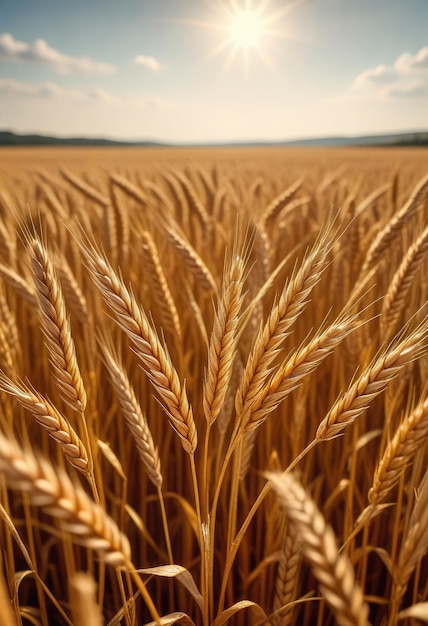 un campo di grano con un cielo sullo sfondo e un cartello che dice quote di grano
