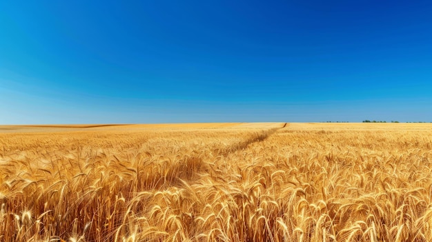 Un campo di grano dorato sotto un cielo azzurro limpido
