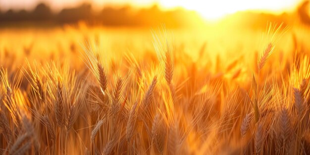 Un campo di grano oscillante nella brezza sotto il caldo sole pomeridiano che crea un'immagine di Tran rurale