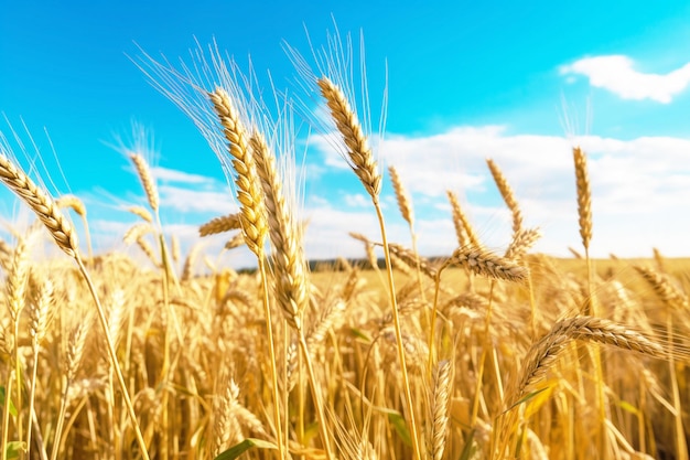 un campo di grano sotto un cielo blu