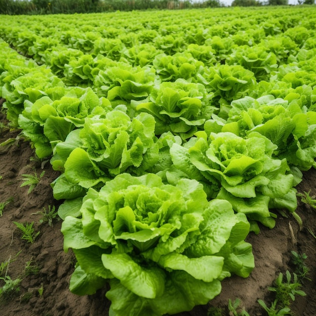 Un campo di lattuga con sopra la parola lattuga