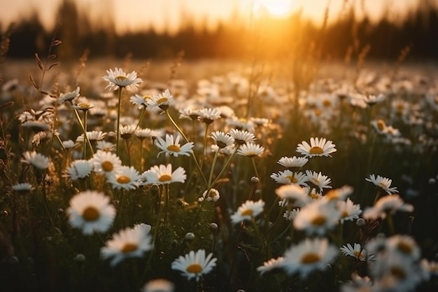 Un campo di margherite al sole