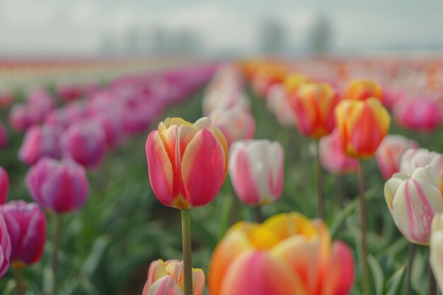 un campo di tulipani colorati