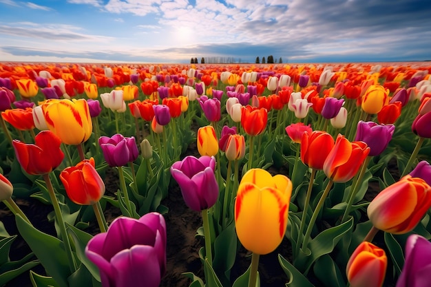 Un campo di tulipani colorati