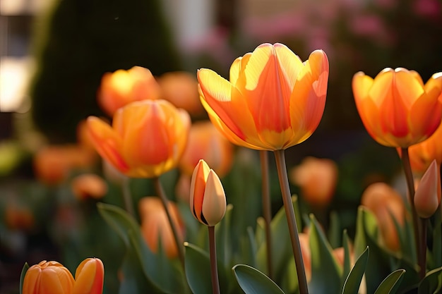 Un campo di tulipani con la parola tulipani sul fondo